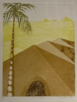 Dorothea Wight (British, 1944-2013), ‘Palm Tree’ coloured mezzotint on paper. Signed, titled and