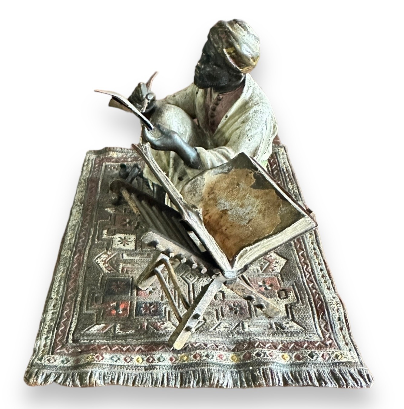 Franz Bergman (Austrian, 1861-1936), late 19th century, cast as an Arab scribe seated on a carpet, - Image 3 of 5