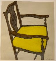 Angela A’Court (British, b.1961), ‘ Yellow Chair ‘ (2010) pastel on paper. Signed in pencil to lower