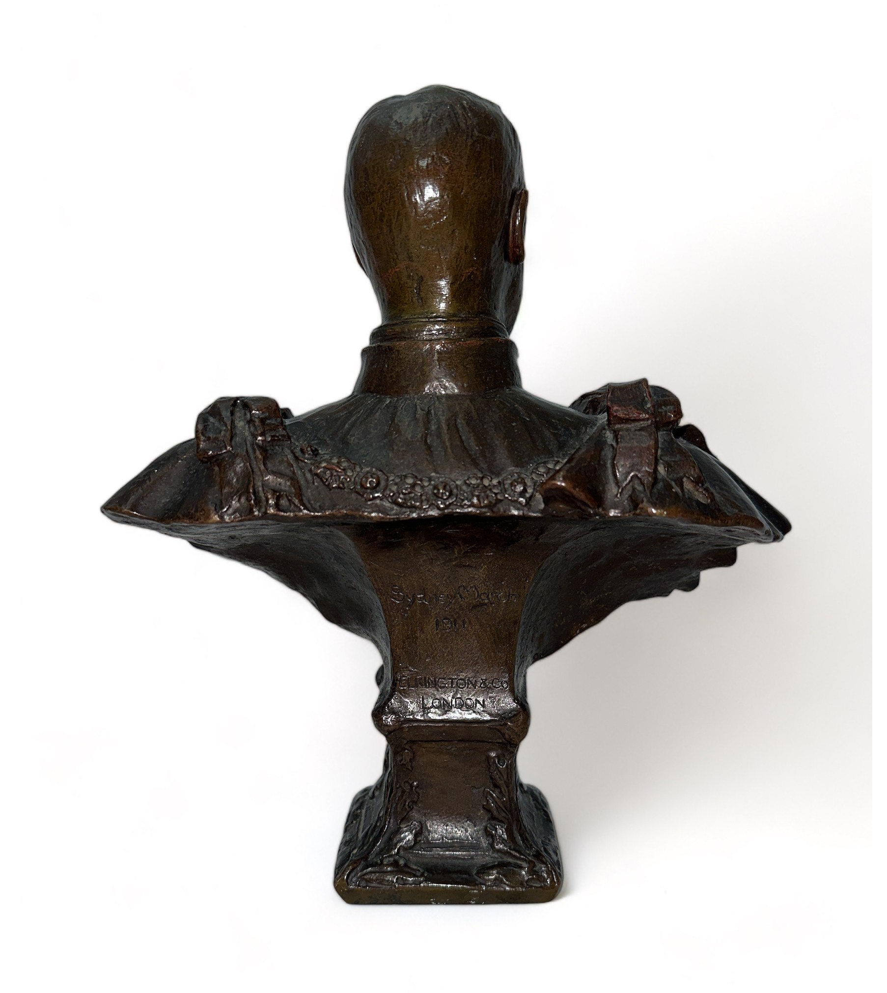 Sydney March (British, 1875-1968), bronze sculptural bust of George V for Elkington & Co, London, - Image 2 of 5