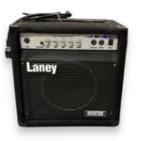 30W Laney Bass Amplifier, with in built compressor. Three band EQ. Carpeted covering. With mains