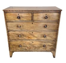 Mid 19th Century mahogany chest of drawers with two short over three long drawers. W107cm, d52cm,