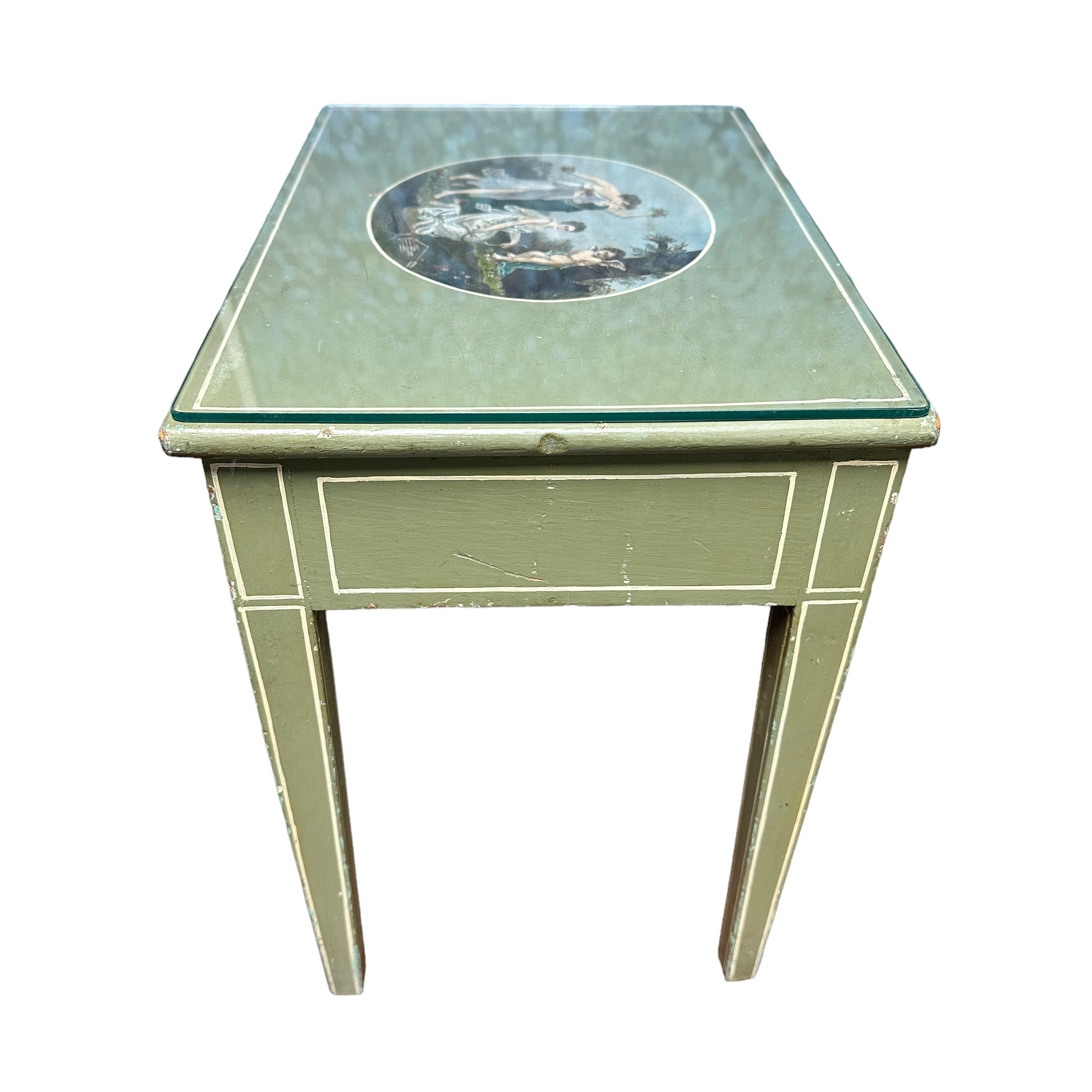 Early 19th Century painted sewing table, formerly with pole screen. 40 x 28 x 40cm. - Image 5 of 5