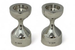 Robert Welch, pair of Robert Welch hourglass form silver candle holders. Hallmarks for Robert Welch,