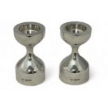 Robert Welch, pair of Robert Welch hourglass form silver candle holders. Hallmarks for Robert Welch,