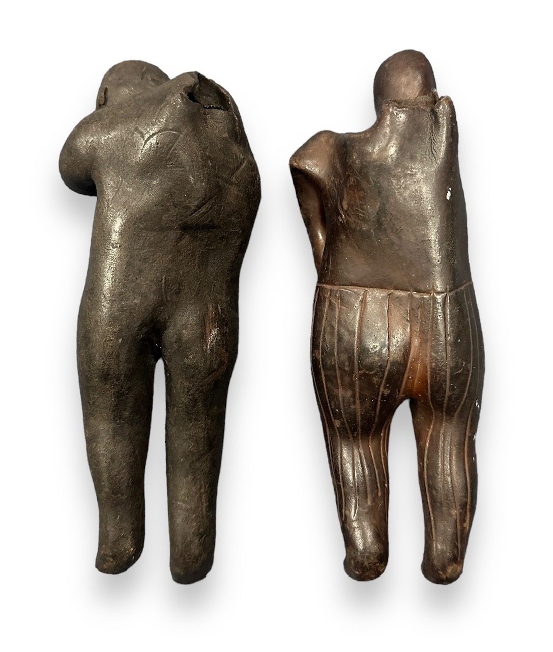 Traditional pair of African fertility sculptural figures / figurines, likely made of rubber and - Image 2 of 2