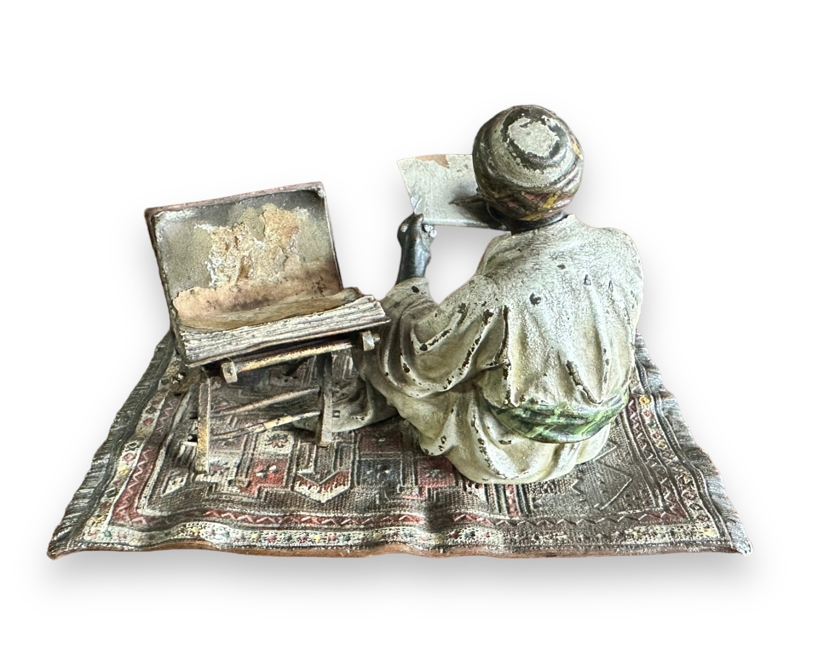 Franz Bergman (Austrian, 1861-1936), late 19th century, cast as an Arab scribe seated on a carpet, - Image 2 of 5