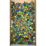 Job lot of assorted Marbles over 550 dating from 1950/60s, assorted sizes colours, one unopened bag.