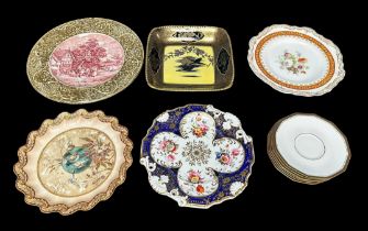 A selection of plates (11) to include a New Hall Plate, circa 1820 a/f, plus a Soho Pottery Solian