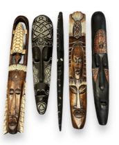Tribal Masks/Plaques: 5 in total, 1 Fijian inspired hand carved mask depicting a turtle and a