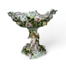 Large & impressive Capodimonte style cupid & floral centrepiece