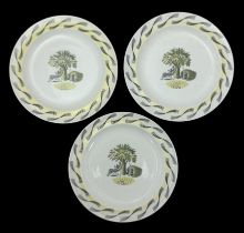 Wedgwood, a set of three Wedgwood side plates 'Garden' designed by Eric Ravilious, printed with a