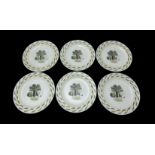 Wedgwood, a set of six Wedgwood dinner plates 'Garden' designed by Eric Ravilious, printed with a