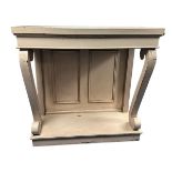 Large painted console table with scroll cabriole forelegs. 101 x 51 x 101cm.