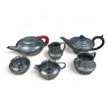 Arts and Crafts Pewter range to include; Tudric Sugar Bowl & Pourer both marked to base for Tudric