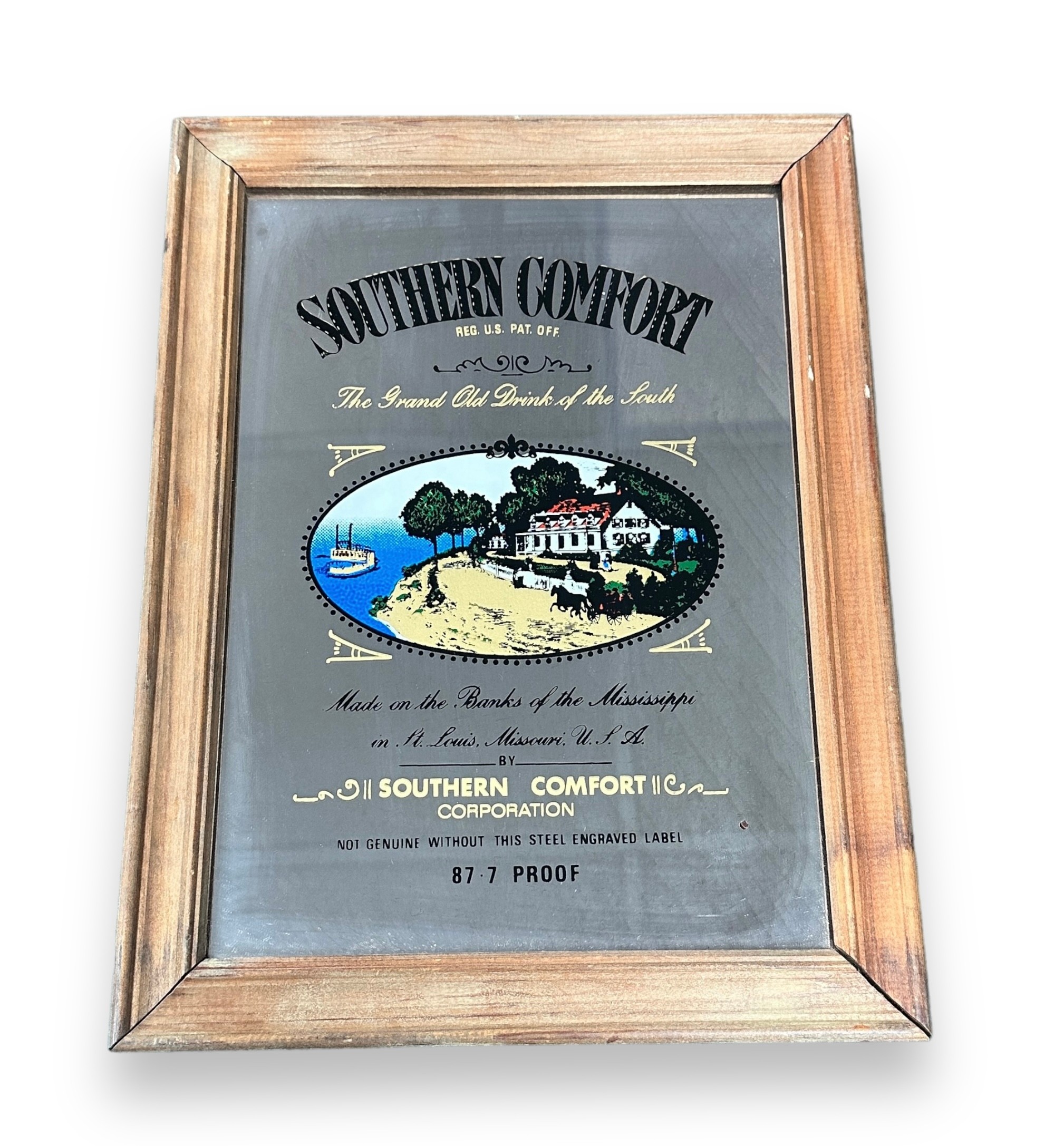 Four Vintage Whisky Mirror Signs. Glenfiddich, Bell's, White Horse and Southern Comfort. All framed, - Image 3 of 5