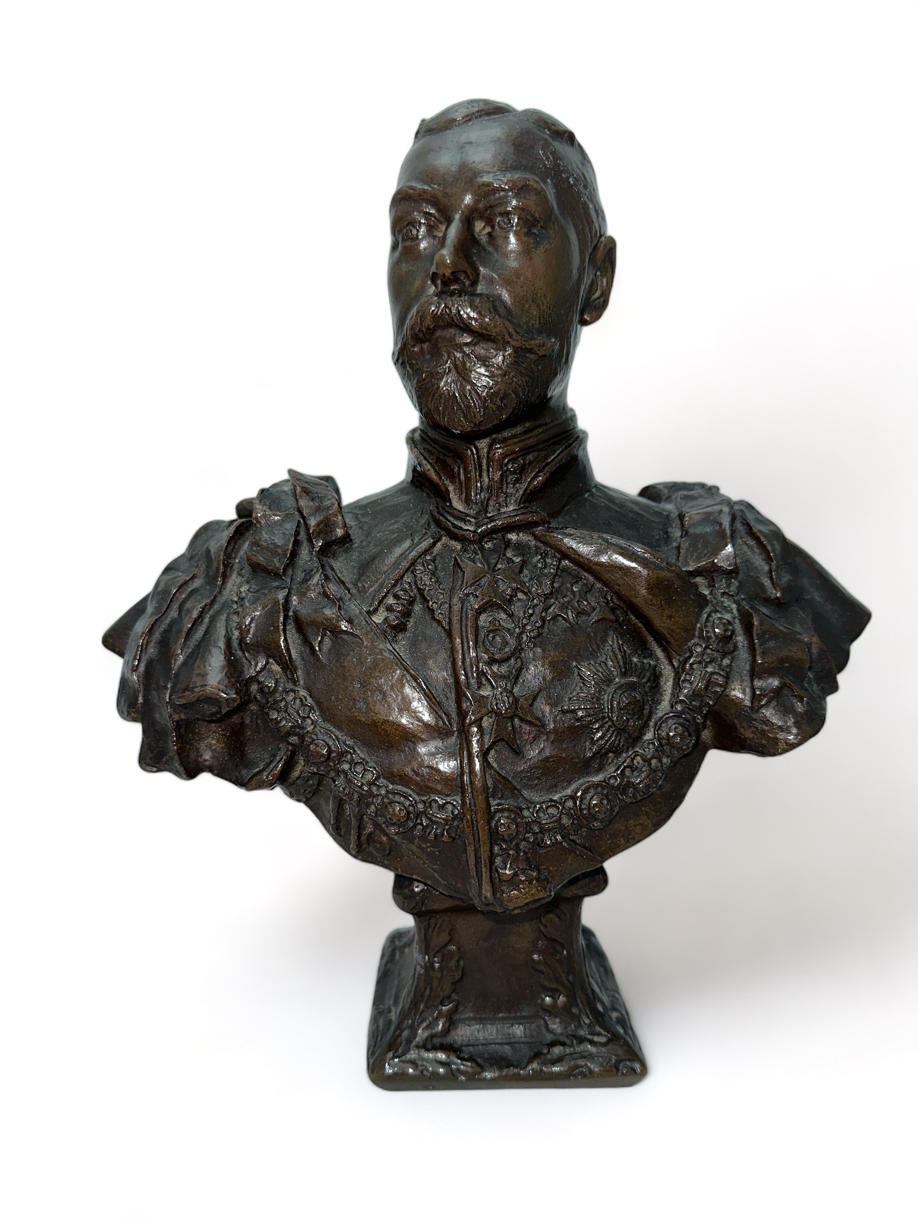 Sydney March (British, 1875-1968), bronze sculptural bust of George V for Elkington & Co, London, - Image 5 of 5