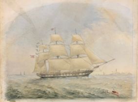 English school 19th / 20th Century competent watercolour on paper maritime painting of a three