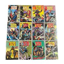 First Comics, Grim Jack 1980s Nos 3-22, 25, 28, 29, 49: All 24 comics bagged & boarded, NM.