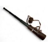 An early 20th Century brass five draw telescope with leather case supplied by Broadhurst