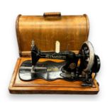 19th Century Singer hand crank fiddle base sewing machine,