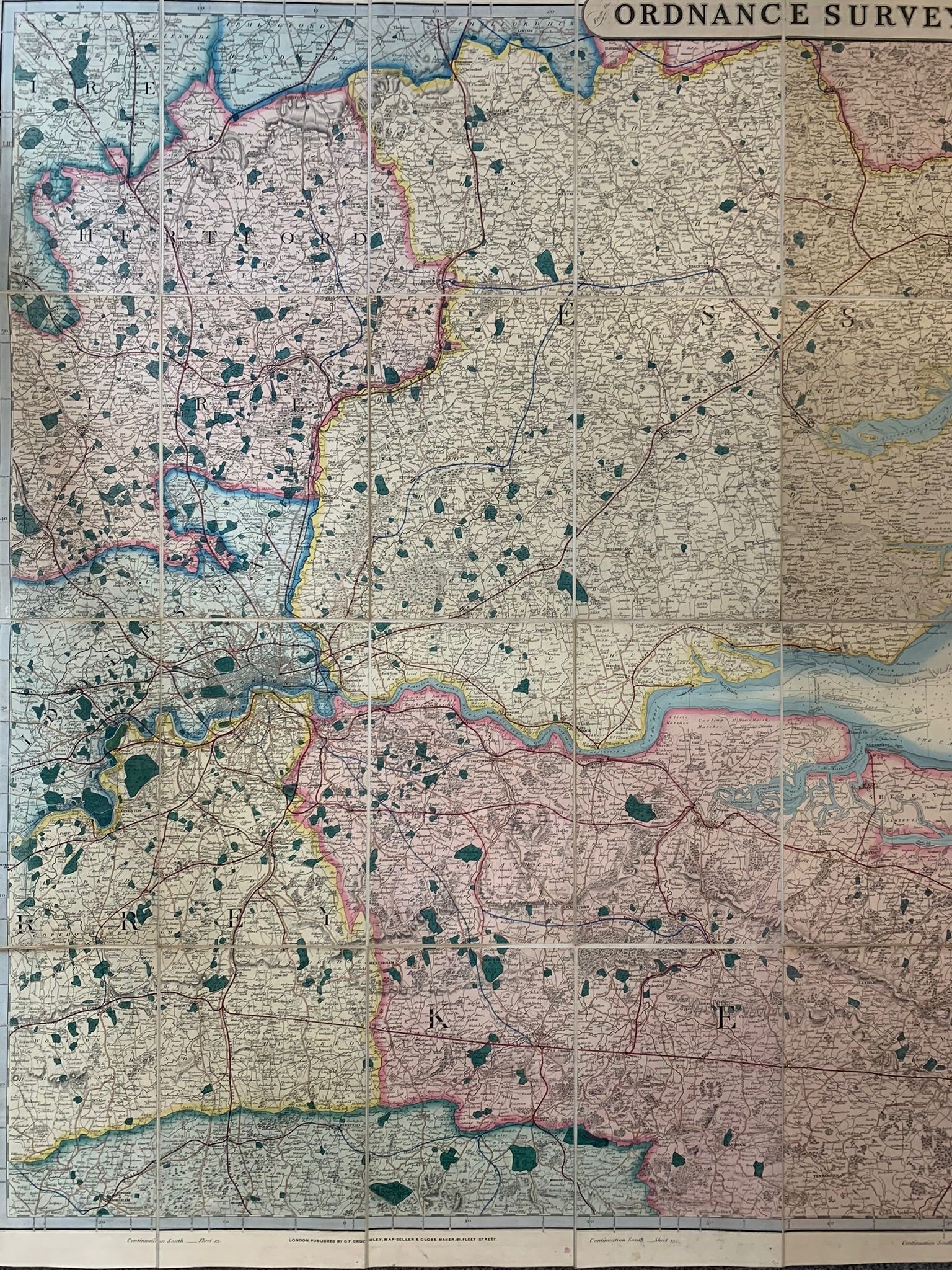 19th Century Ordnance Survey Map, London published by George Frederick Cruchley, Map Seller & - Image 4 of 4