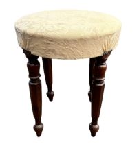 Oversized mahogany dressing table stool. Diameter 47cm, h 59cm.