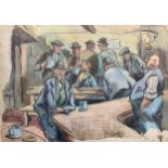 Dic Brook (British, 20th Century), watercolour on paper English pub scene. Signed lower right.