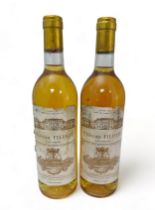 Two bottles of dessert wine Chateau Filhot Sauternes 1988, Grande Cru Classé. Damage to labels.