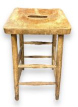 Vintage wooden stool, originally from a school science classroom, generally good but would benefit