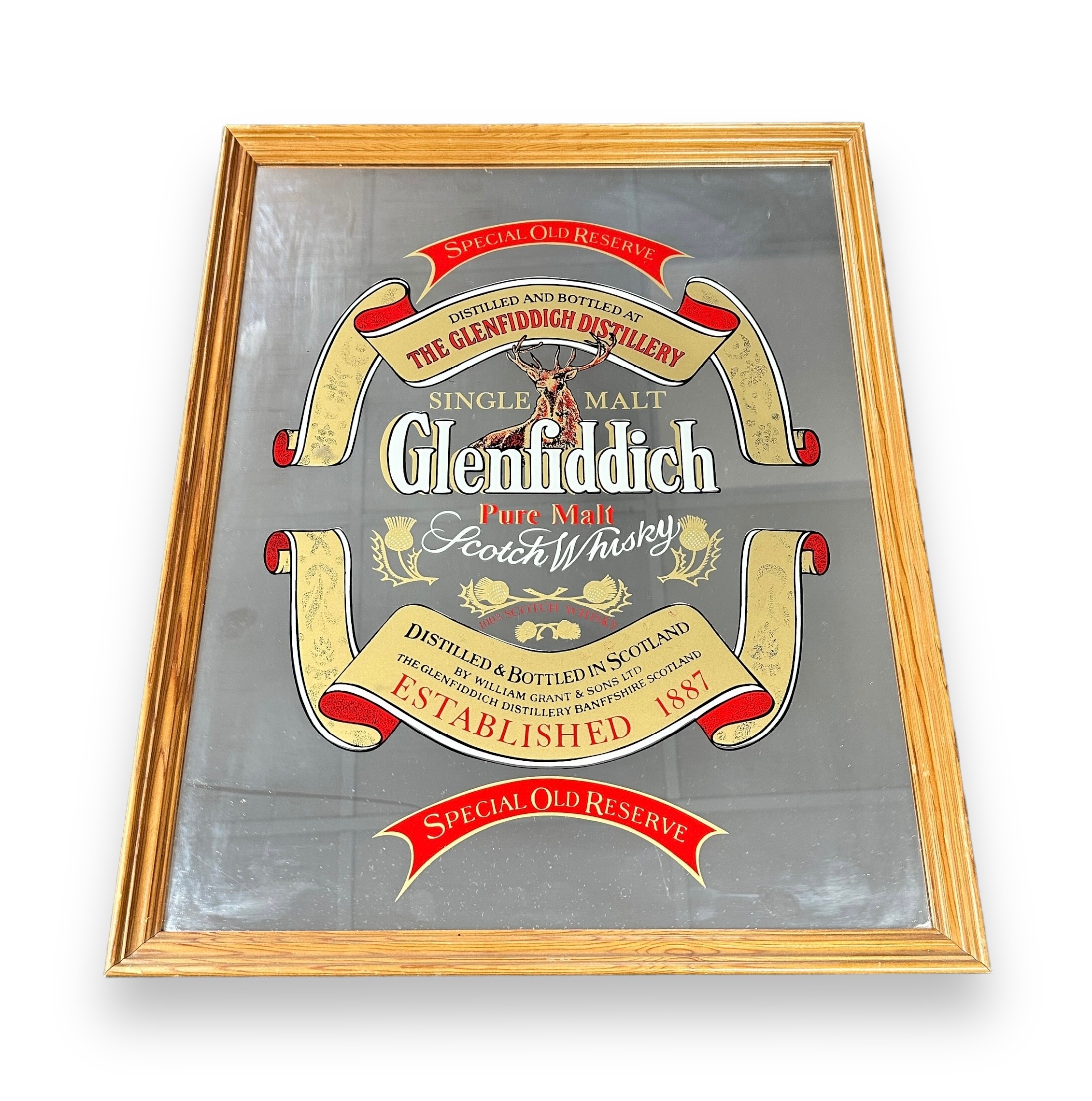 Four Vintage Whisky Mirror Signs. Glenfiddich, Bell's, White Horse and Southern Comfort. All framed, - Image 2 of 5