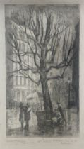 Louisa Emily Thomson (British, 1883-1962), original street scene etching. Signed and titled below