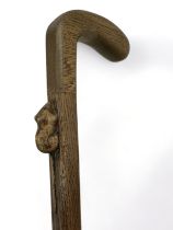 Robert Mouseman Thomson walking stick with signature mouse carved just below the handle. Length