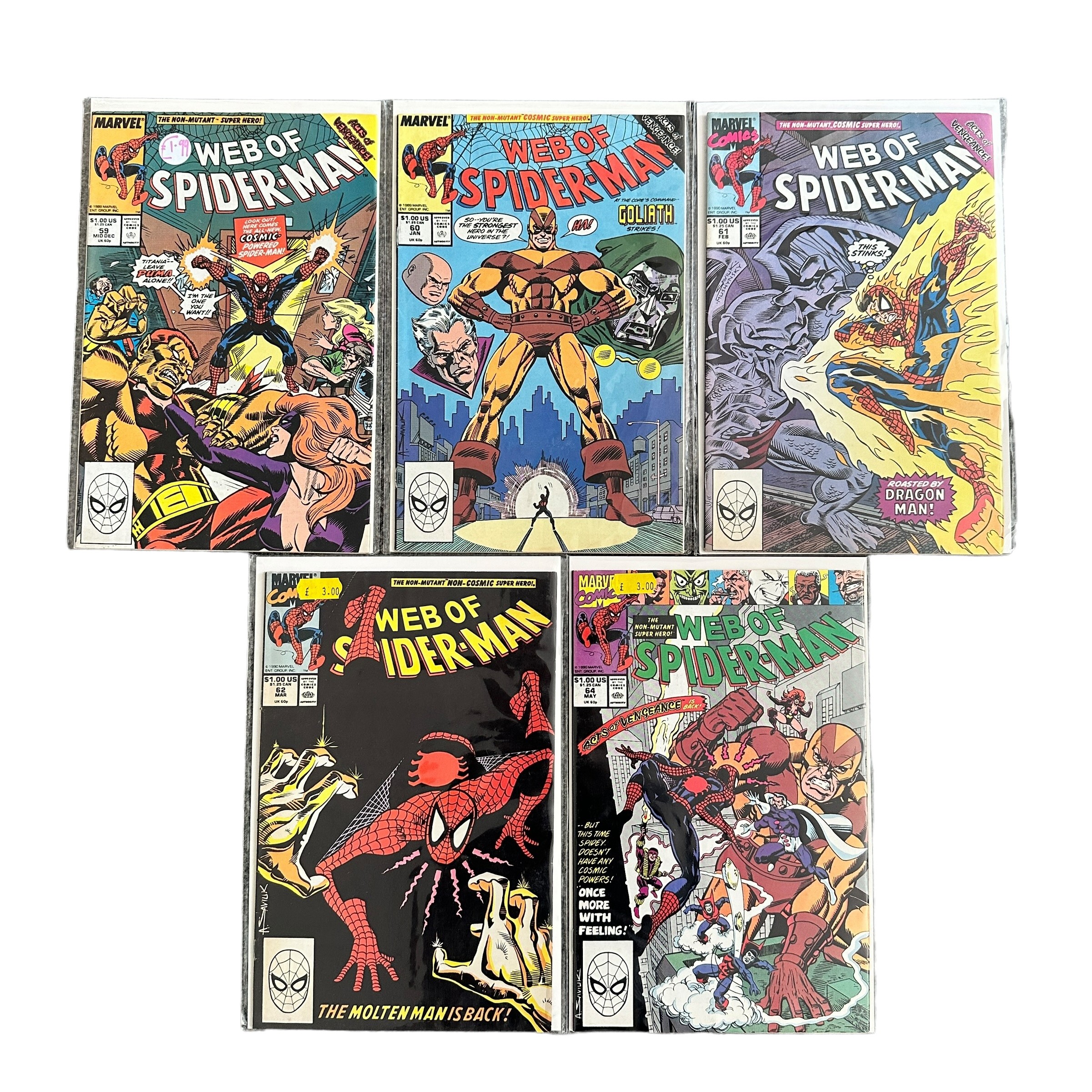 Marvel Comics Web Of Spider-Man 1980s Nos 34-35, 37-41, 43-45, 48-50, 52-62, 64, All 25 comics are - Bild 2 aus 2
