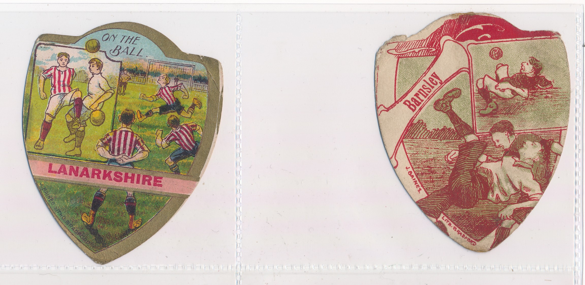 Baines trade cards, Shield shaped Football cards (6) with Lanarkshire, Barnsley, Blackburn Rovers, - Image 3 of 4