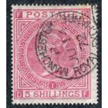 Great Britain, 1867-83 5/ pale rose, very fine used with Manchester Royal Exchange cds. (SG 127),