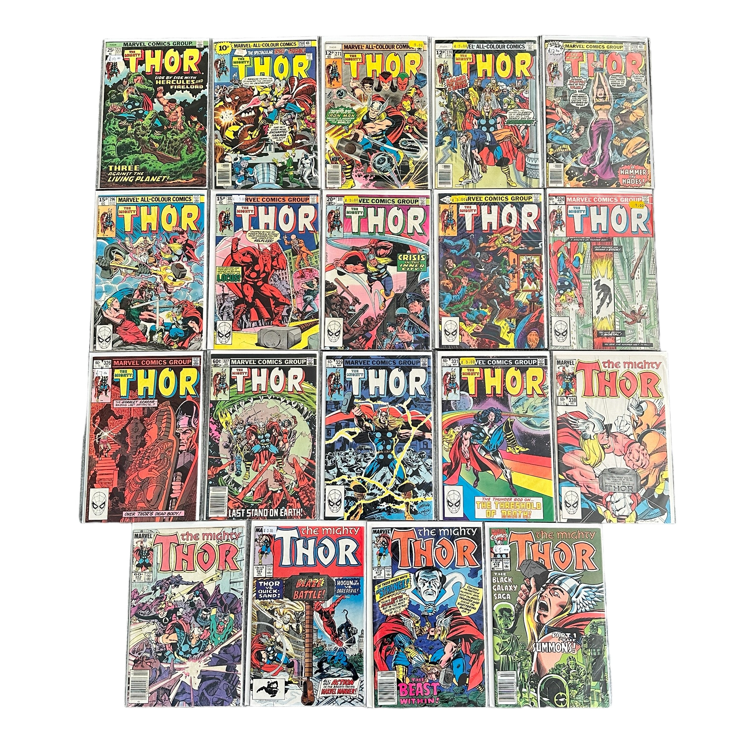 Marvel Comics The Mighty Thor 1970/90s Nos 227, 250, 271, 274, 279, 296, 302, 311, 320, 324, 326,