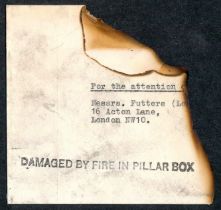 Great Britain, 1978 Damaged by Fire in Pillar Box cover, interesting cover with affixed Postmaster