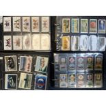 Collection of cigarette cards and trade cards, mainly complete sets in plastic sleeves, in 11 albums