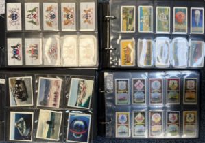 Collection of cigarette cards and trade cards, mainly complete sets in plastic sleeves, in 11 albums