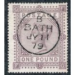 Great Britain, 1867-83 £1 brown/lilac wmk Maltese Cross, very fine used with Bath cds. (SG 129),