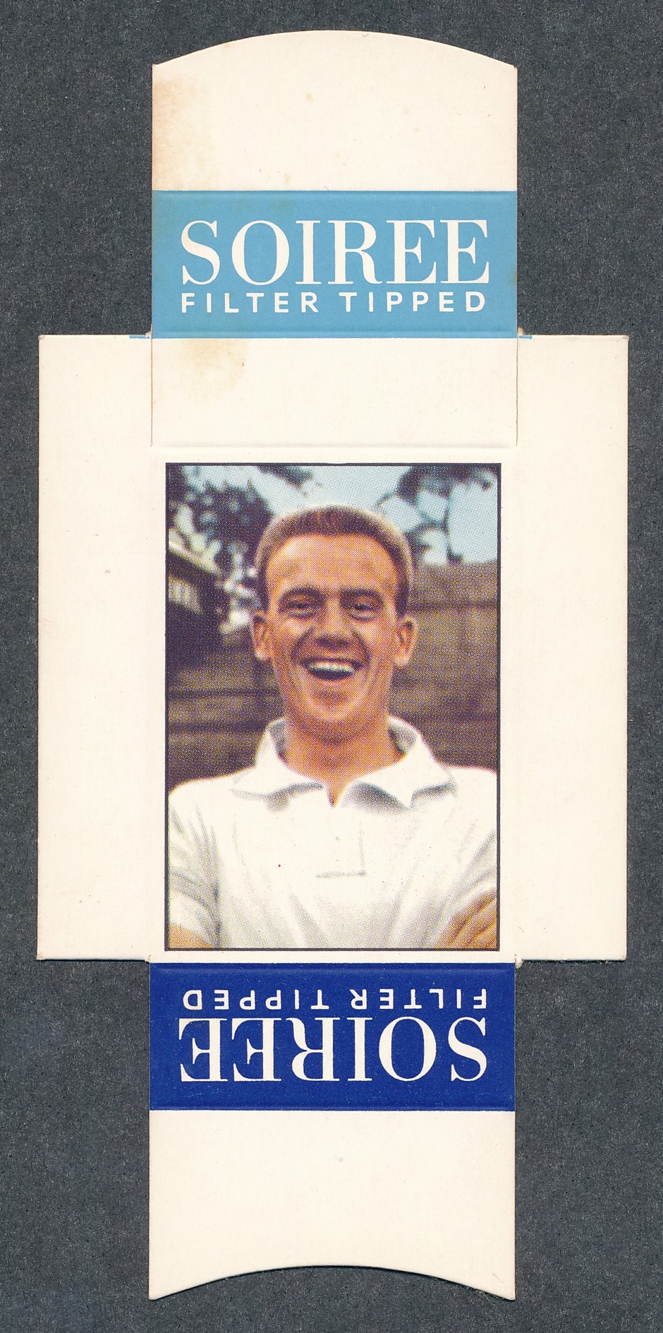 Soiree Cigarettes, Mauritius, Famous Footballers uncut packet issue, No.23 Jim Langley, Fulham &