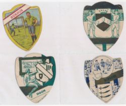 Baines trade cards, Shield shaped Rugby cards (8), with Buenos, Chorley, Doon, Newbank, North