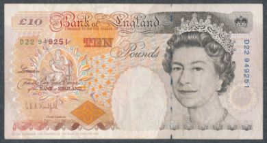 Kentfield £10 D22 Error Banknote. D22 949251