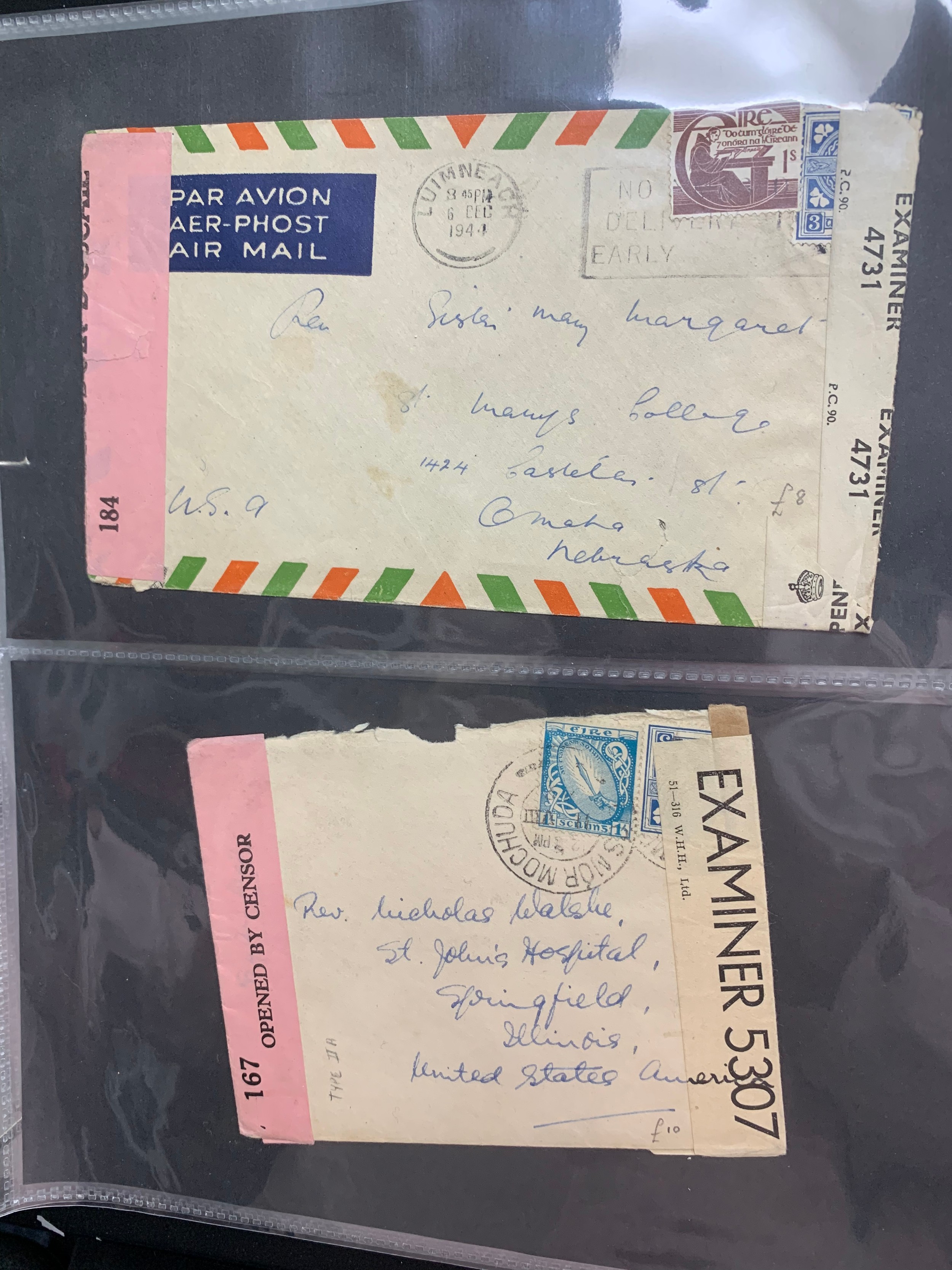 Ireland, interesting Four Kings to QEII cover collection in binder, including Airmail, Paquebot - Image 9 of 36