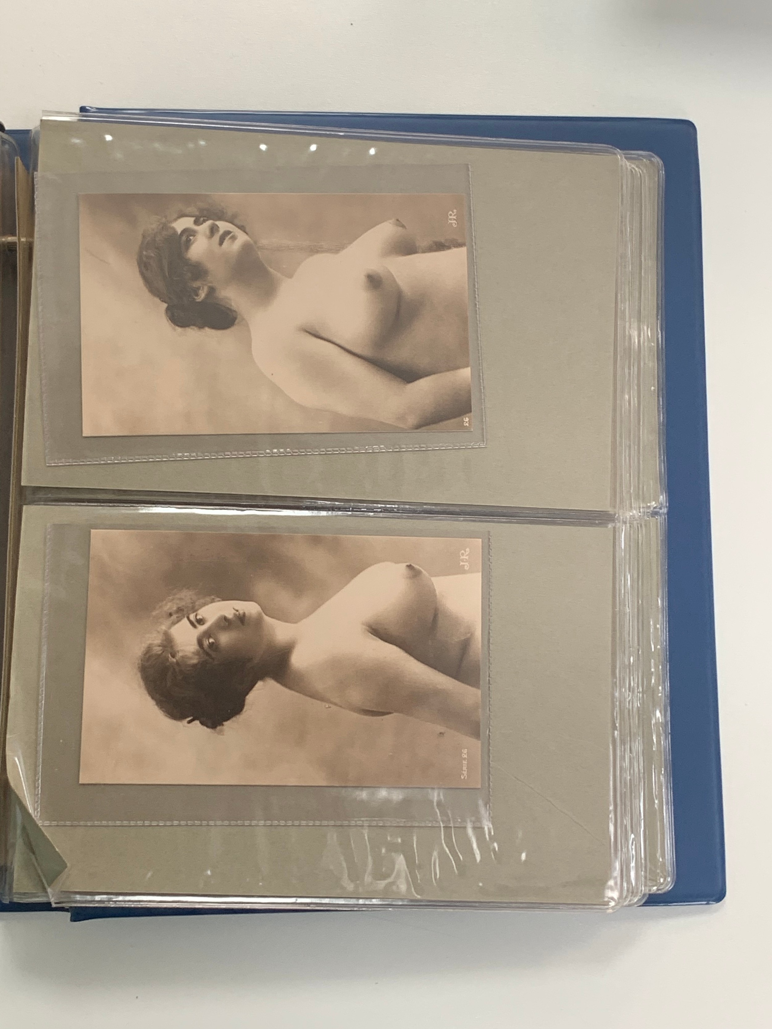 Vintage glamour, range of vintage glamour / erotic postcards in binder. Total cards 36. - Image 5 of 18