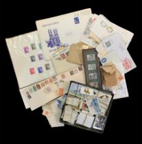 Mixed collection of stamps and cigarette cards, cigarette cards in bundles and stamps in loose