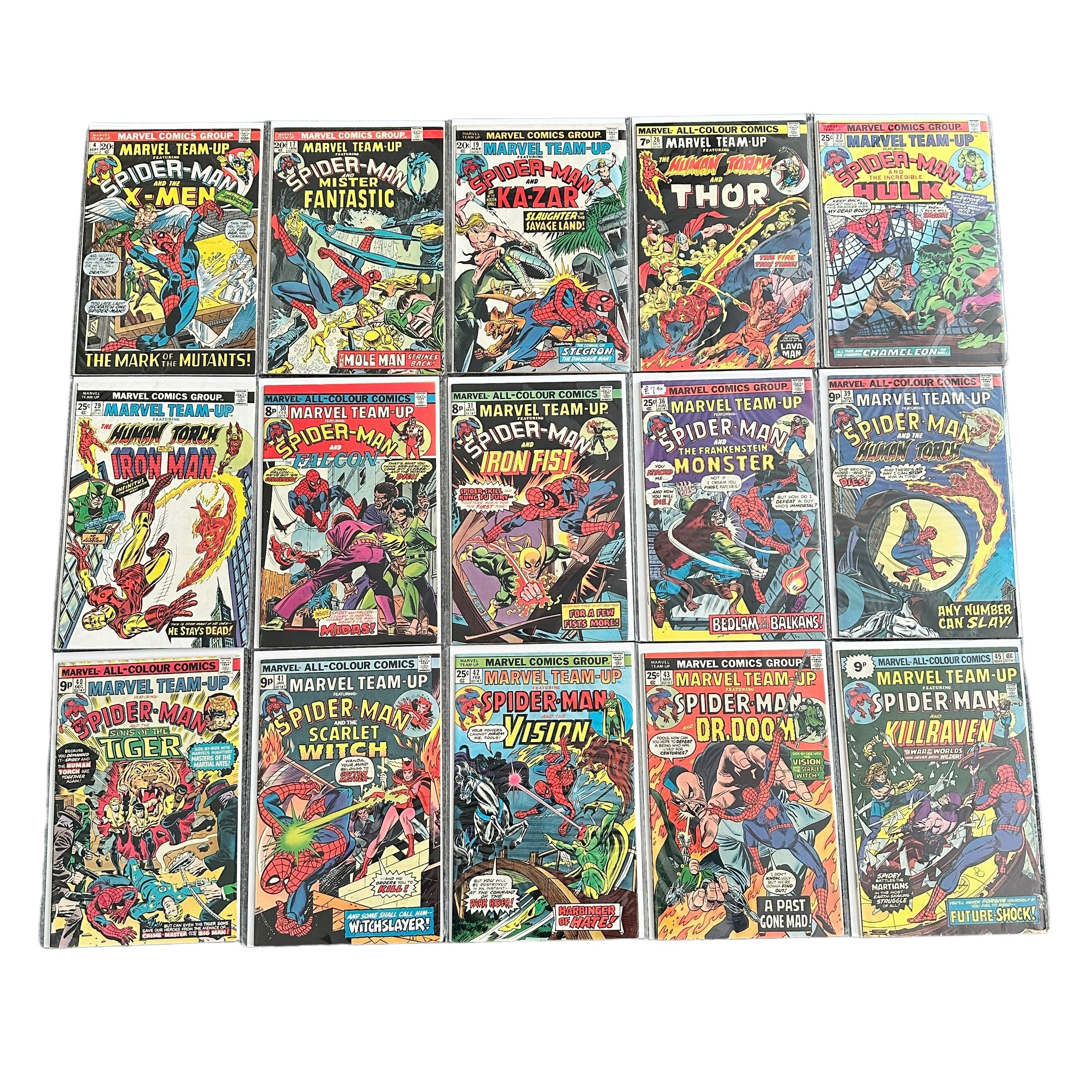 Marvel Team Up Featuring Spider-Man 1970s Nos 4, 17, 19, 26, 27, 29-31, 36, 39, 40-43, 45-49, 51-54,