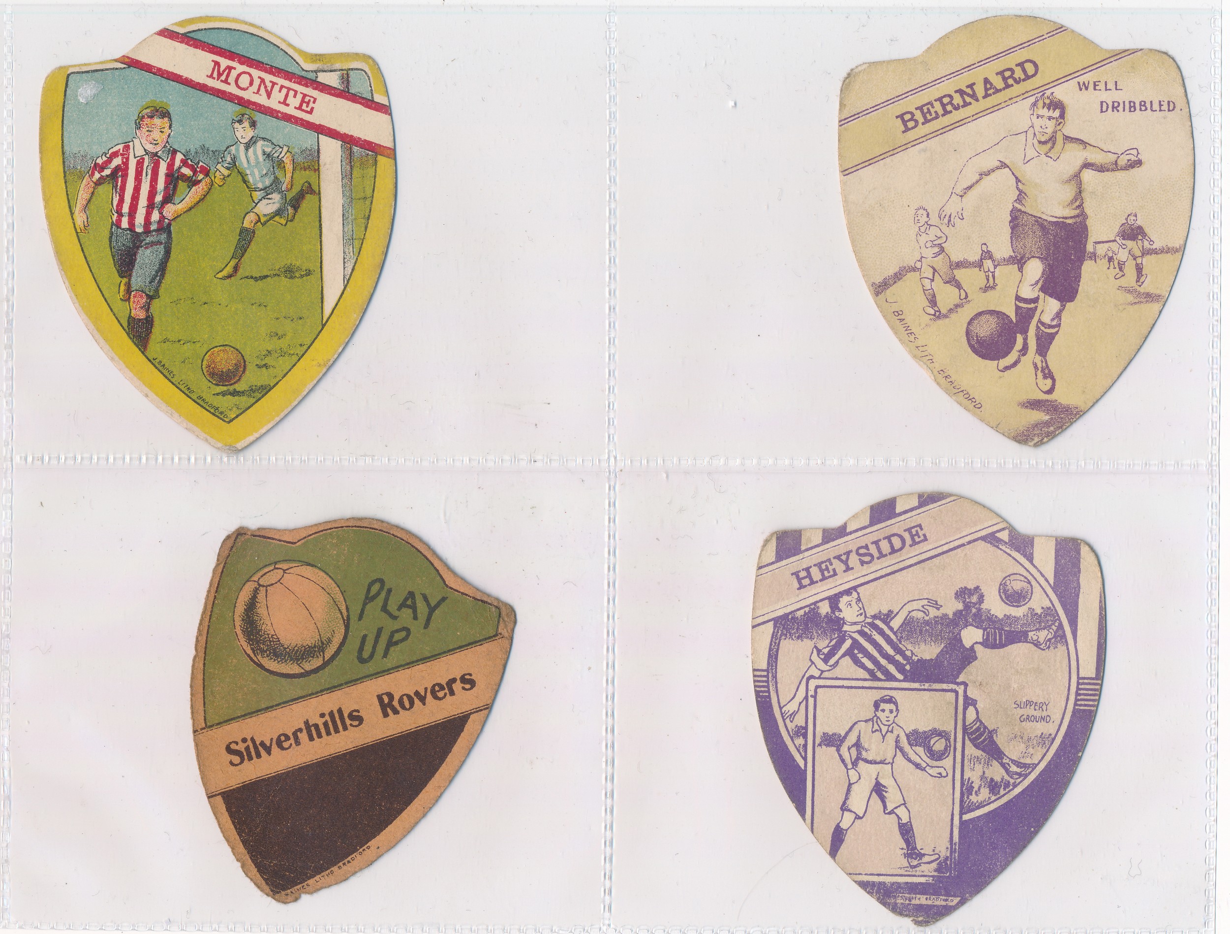 Baines trade cards, Shield shaped Football and Rugby cards (11), with Football - Monte, Bernard, - Image 3 of 6