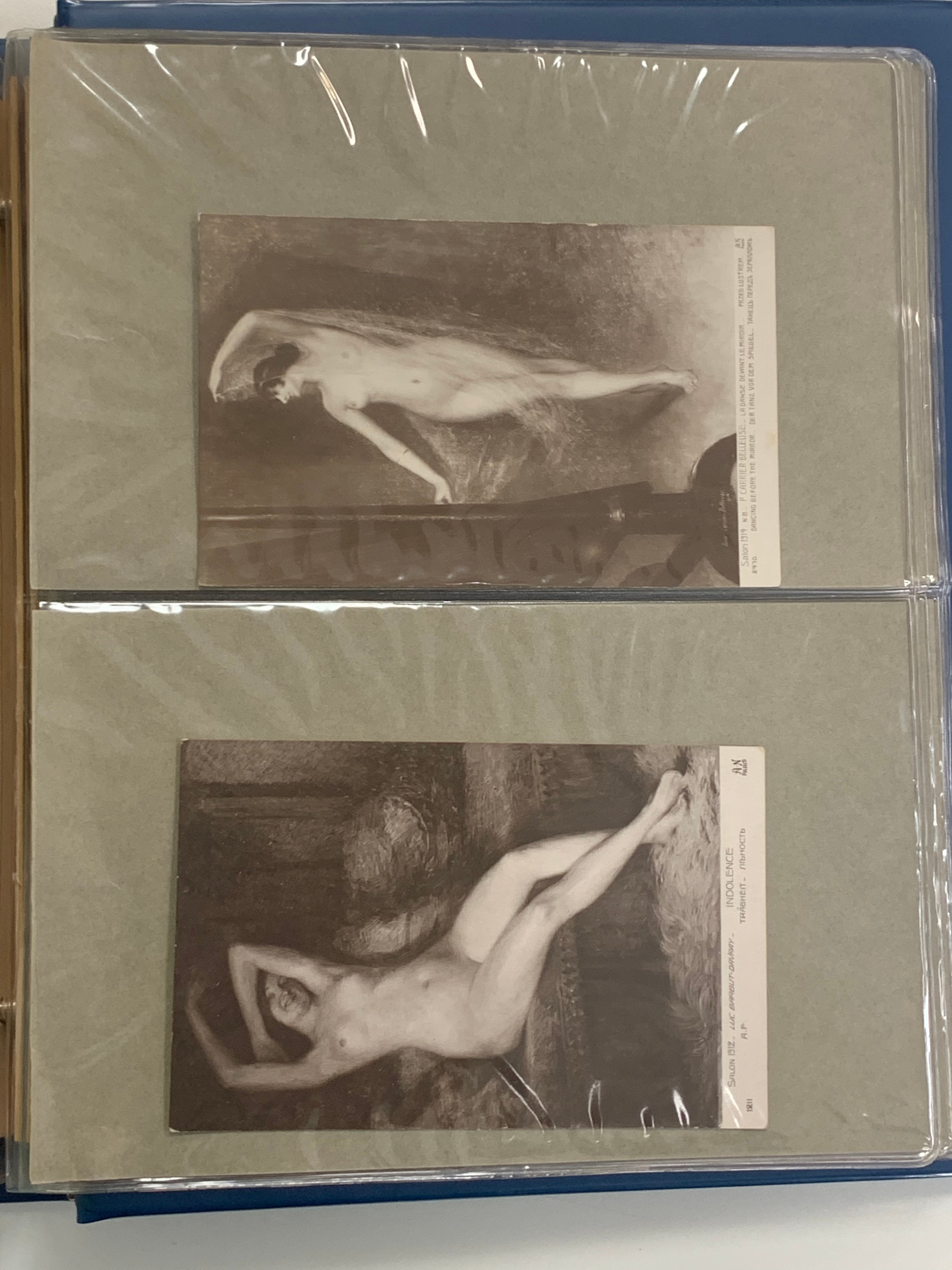 Vintage glamour, range of vintage glamour / erotic postcards in binder. Total cards 36. - Image 11 of 18